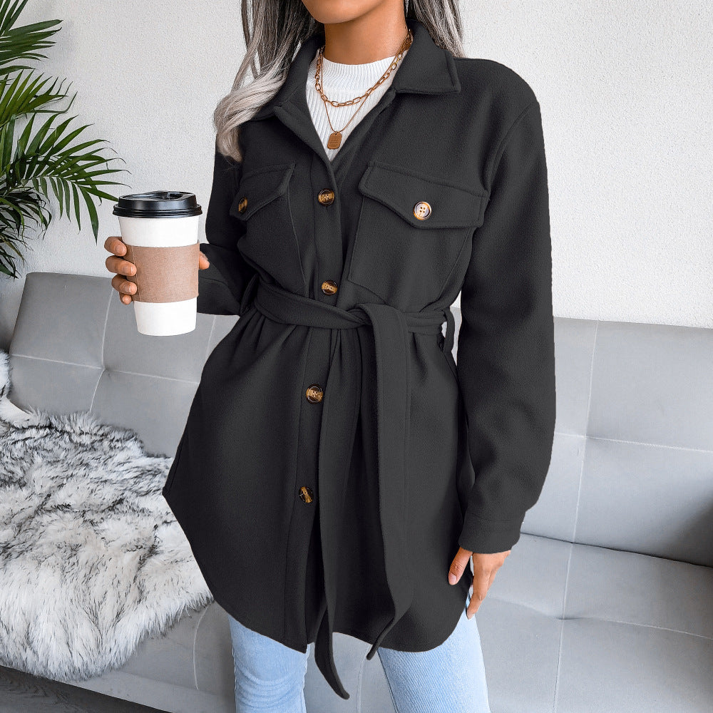 Ins Autumn And Winter Single Breasted Woolen Overcoat