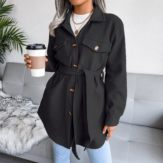 Ins Autumn And Winter Single Breasted Woolen Overcoat