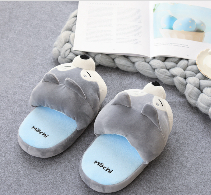 Winter Women Warm Indoor Slippers Ladies Fashion Cute Shiba Inu Shoes Women's Soft Short Furry Plush Home Floor Slipper