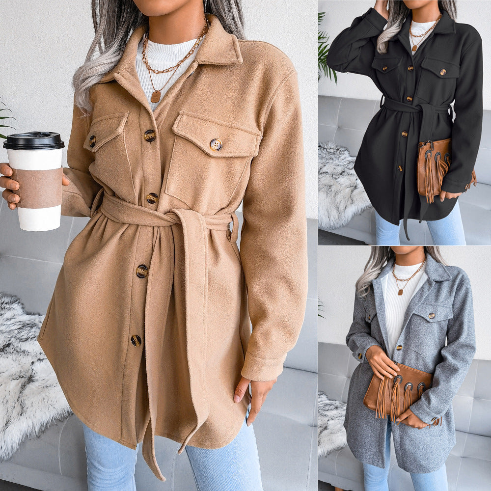 Ins Autumn And Winter Single Breasted Woolen Overcoat