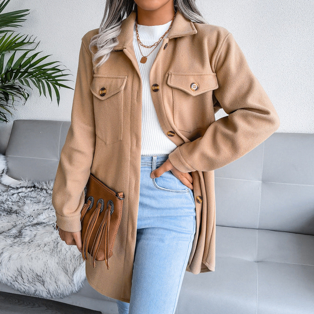 Ins Autumn And Winter Single Breasted Woolen Overcoat
