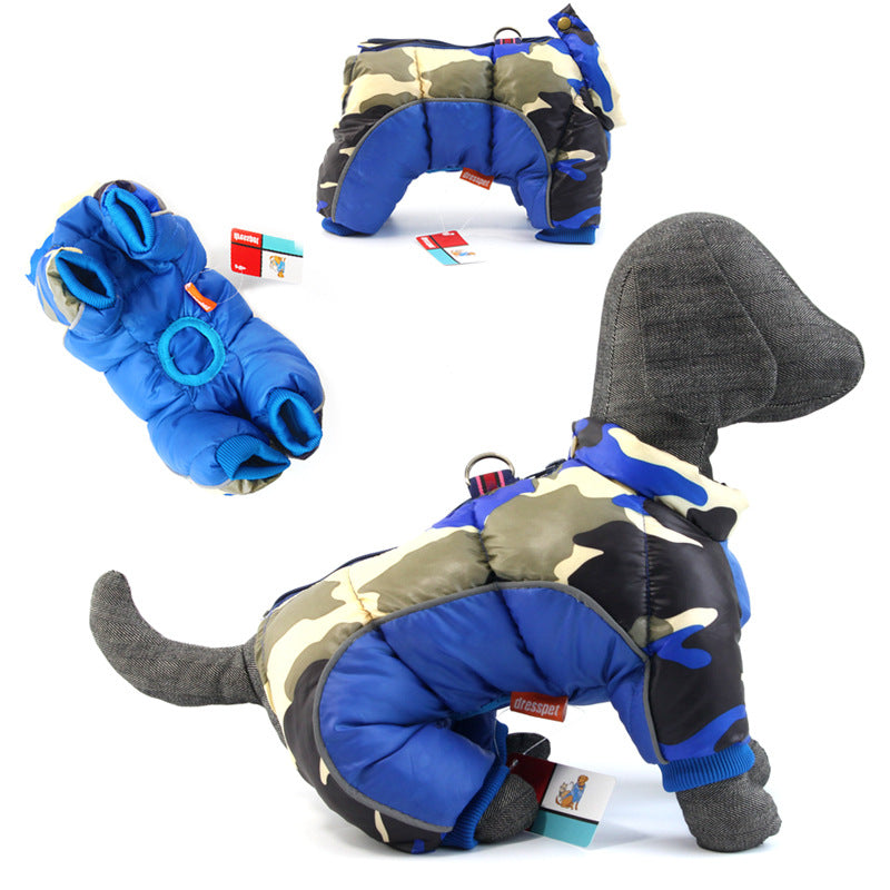 Pet Dog Clothes Winter Clothing Thickened Warm Down Jacket Teddy Four-Legged Winter Coat