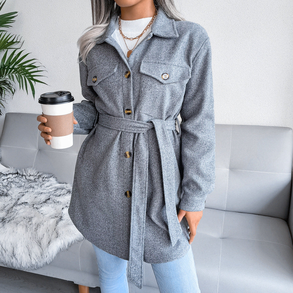 Ins Autumn And Winter Single Breasted Woolen Overcoat