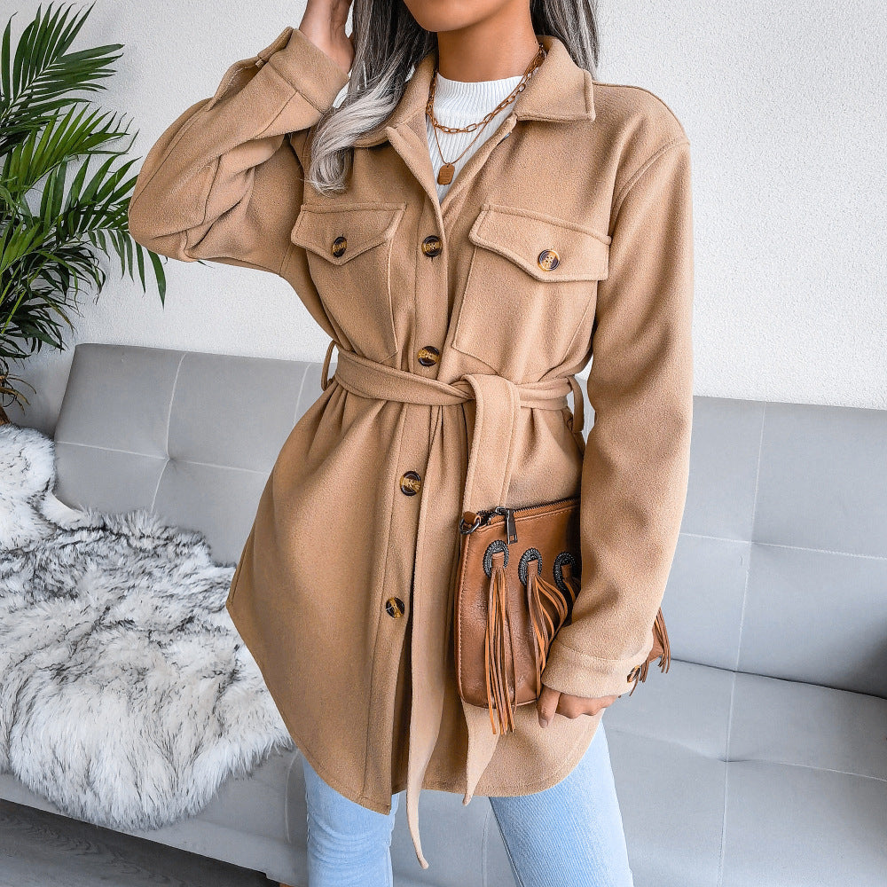 Ins Autumn And Winter Single Breasted Woolen Overcoat