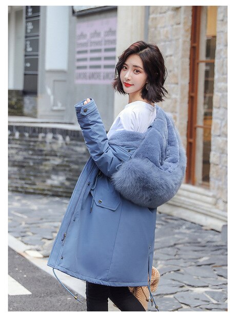 Winter Jacket Women Women Jacket Plus Velvet Women Winter Coat Fur Hooded Jackets Plus Size XXL Fashion Thick Long Coat Women