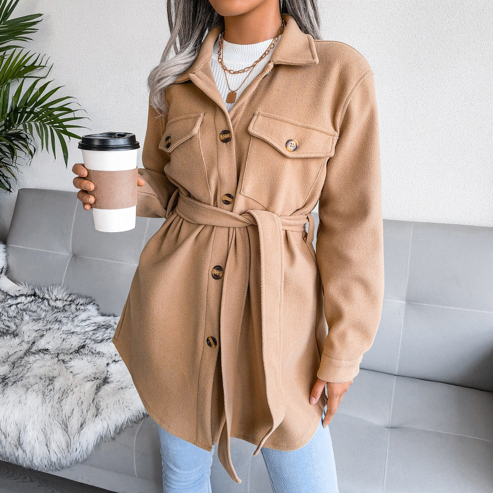 Ins Autumn And Winter Single Breasted Woolen Overcoat
