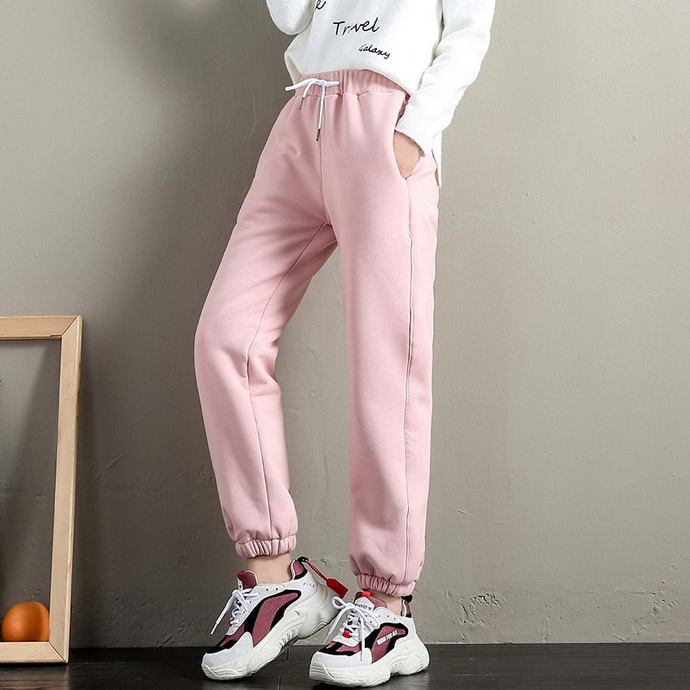Winter Women Gym Sweatpants Workout Fleece Trousers Solid Thick Warm Winter Female Sport Pants Running Pantalones Mujer