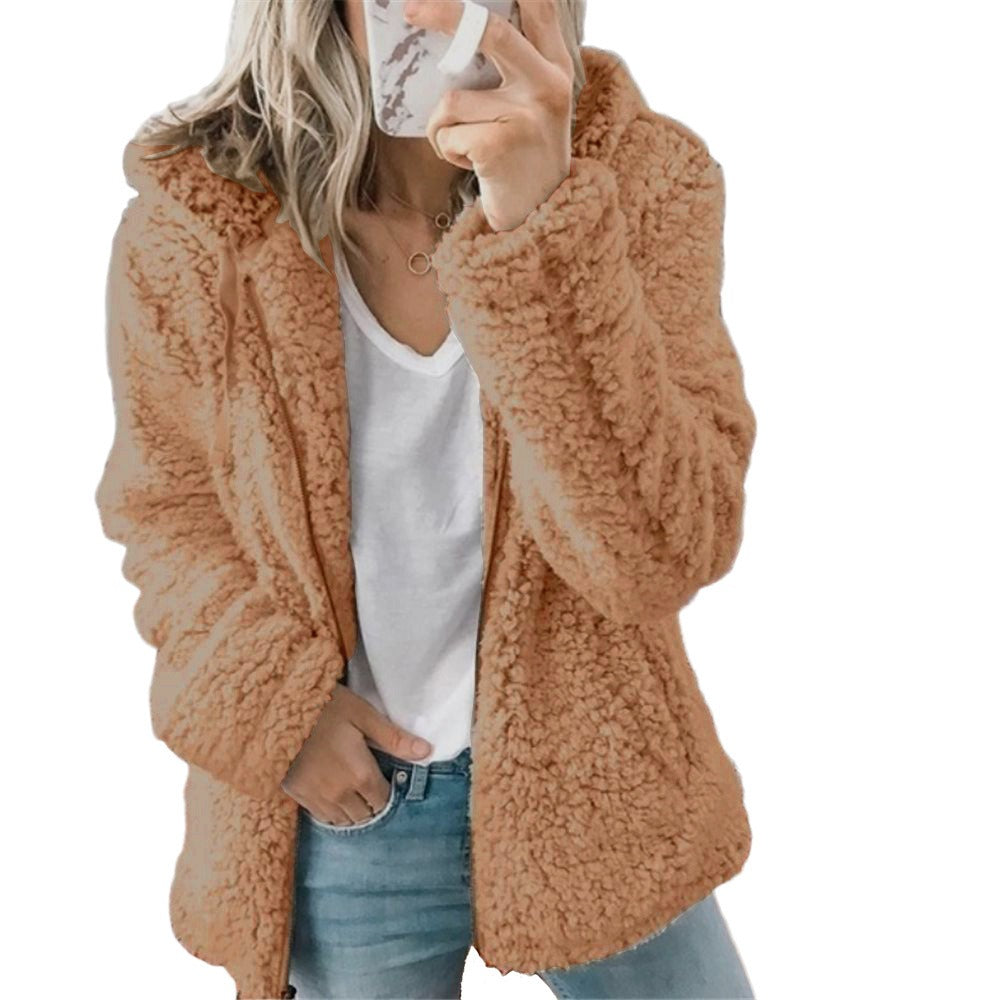 European And American New Women's Hooded Woolen Autumn And Winter Coat Ins