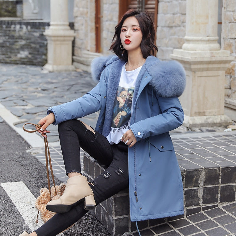 Winter Jacket Women Women Jacket Plus Velvet Women Winter Coat Fur Hooded Jackets Plus Size XXL Fashion Thick Long Coat Women