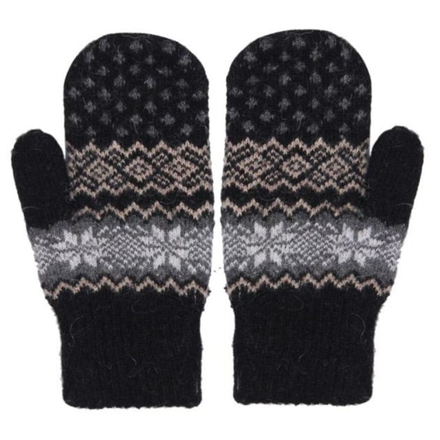 Fashion Knit Wool Women Girl Snowflake Winter Keep Warm Mittens Gloves Amazing winter gloves Women's Fashion